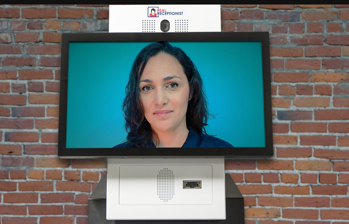Professional 2D interactive Teleportel kiosk with a remote receptionist