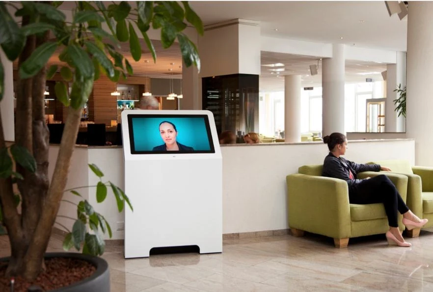 Digitale receptiekiosk in een corporate ontvangstomgeving